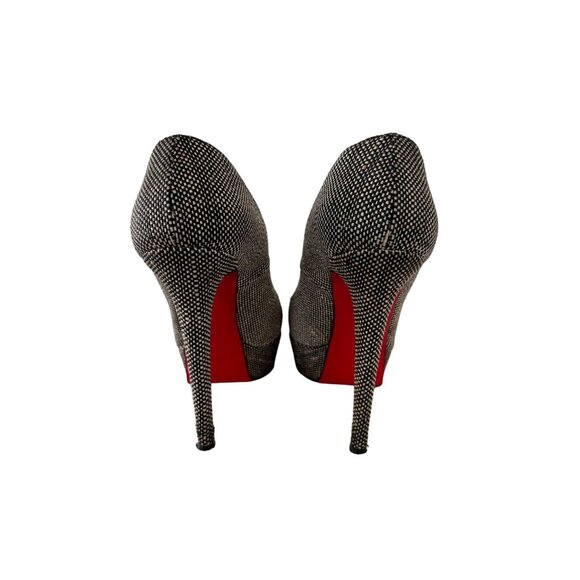 CHRISTIAN LOUBOUTIN Tweed Roundtoe Platform Pumps Heels Size 37.5/7.5 - Picture 4 of 7